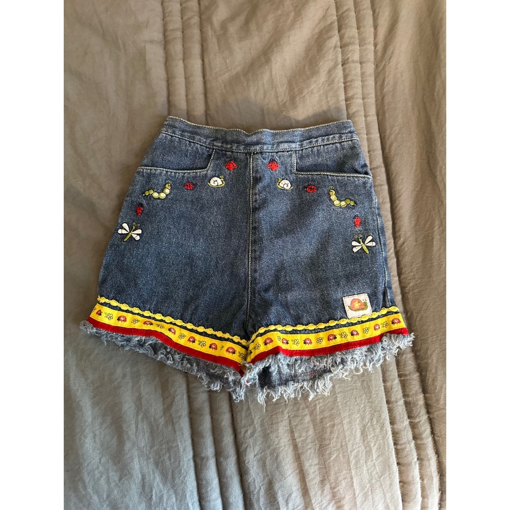 Kids Headquarters Embroidered Bug Frayed Hem Shorts Toddler Size 5 Blue